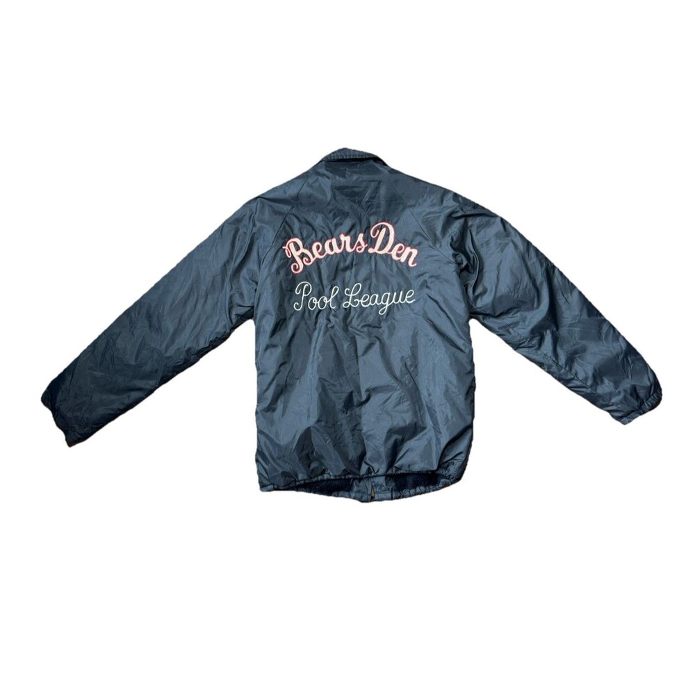Vtg 80s Hartwell Bear Den Pool League Bomber Jacket USA Made Sz 34-36 "Wayne" Em